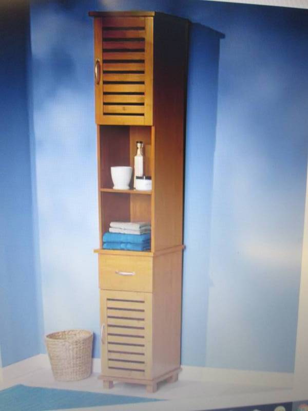 lot 25 image: Bamboo Tall Towel Cabinet open box ...