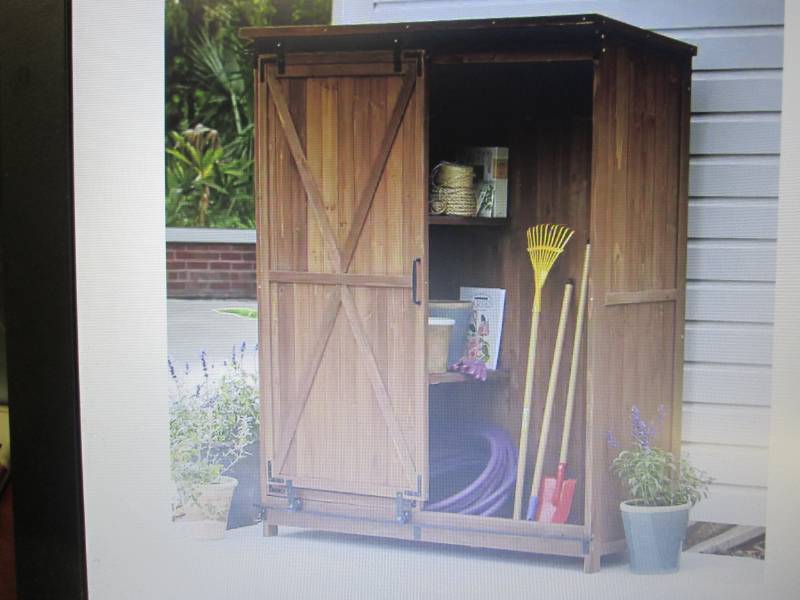 lot 29 image: Barn-Door Wood Garden Shed open box...