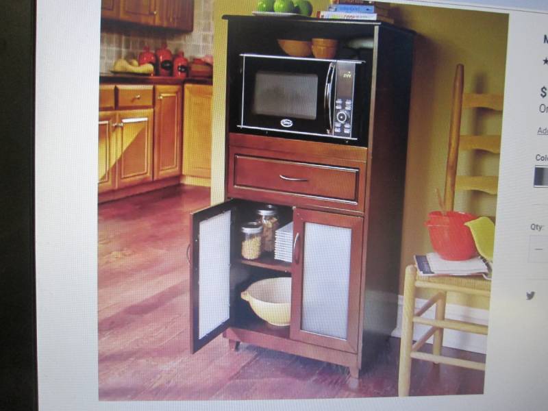 lot 32 image: Microwave Storage with Glass Door C...