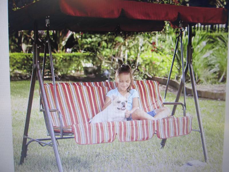 lot 46 image: Striped Lawn Swing open box Retail ...