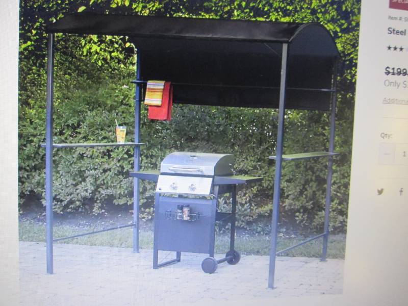 lot 61 image: Steel BBQ Grill Gazebo open box Ret...