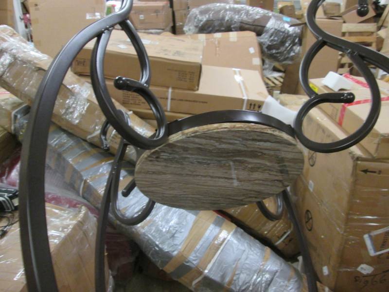 lot 73 image: Round Faux Marble Table with Scroll...