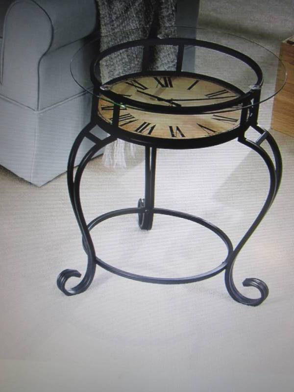 lot 82 image: Clock End Table open box Retail $79...