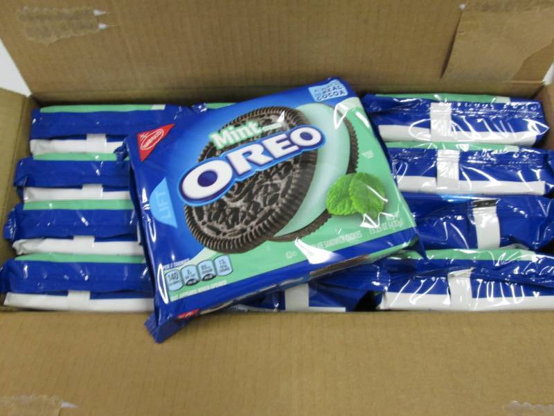 lot 244 image: Case of 12 mint oreo cookies packag...