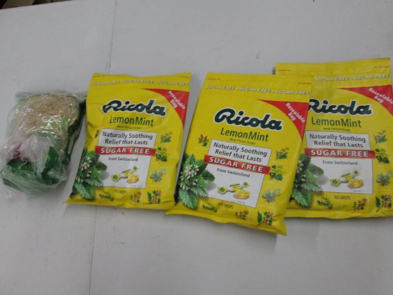 lot 297 image: 3 bags Ricola cough drops and pinto...