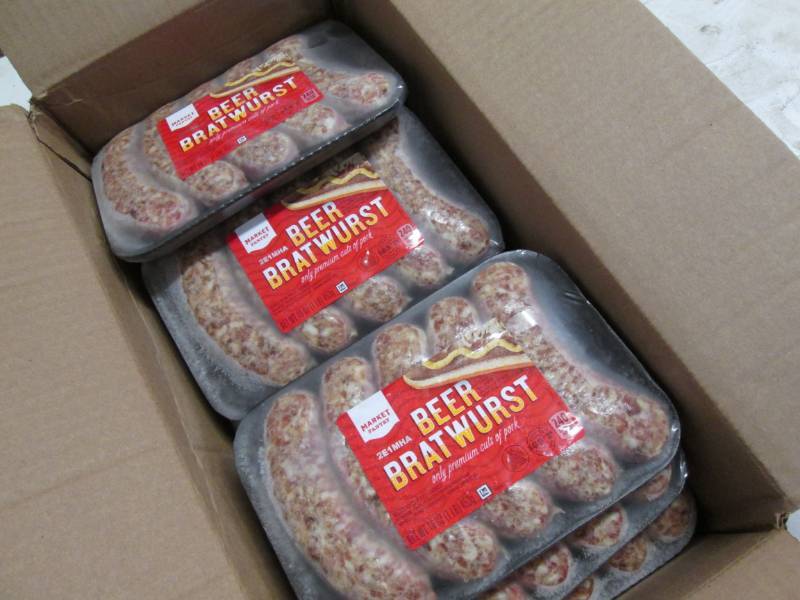 lot 150 image: Case of 9-12 oz pkg FrozenMarket Pantry Beer N Bratwurst