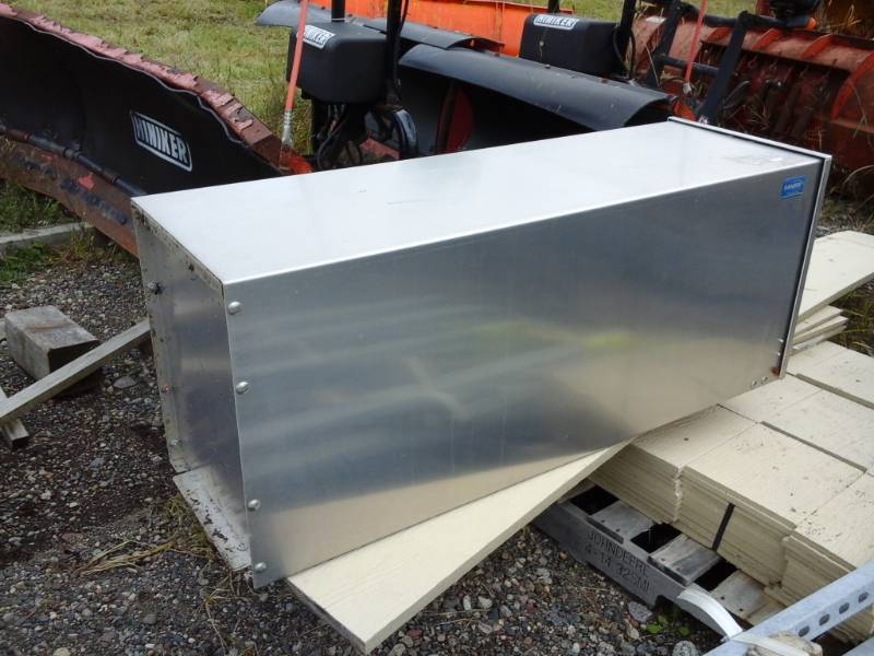 lot 12 image: Stainless Steel Pull-Out Slide Tool Box with Keys, Brackets