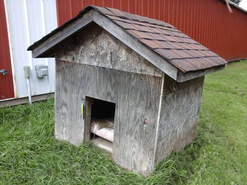 lot 18 image: Heated Outdoor Wood Dog House