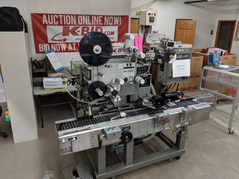 Label-Aire Incorporated Pressure Sensitive Labeler 2111M with Micro Control Card 2138 and Norwood Marking Systems AKO-7