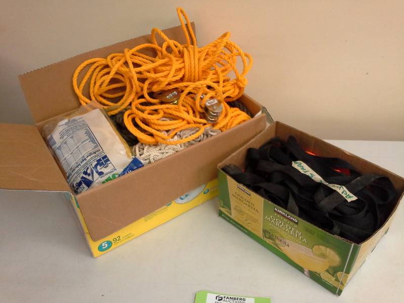 lot 18 image: Adjustable Nylon Tie-Down Strapping, Poly Rope Bundles