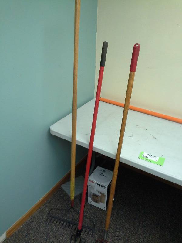lot 37 image: Garden Rake, Two Pitch Forks