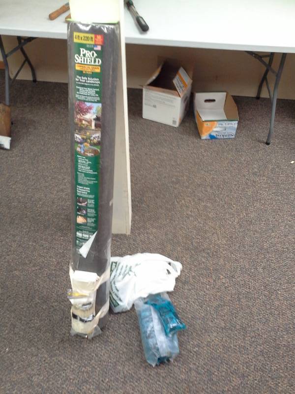 lot 40 image: Pro-Shield Commercial Grade Landscape Fabric 4x22ft. Roll, Miracle Grow Feeder Refill Packets
