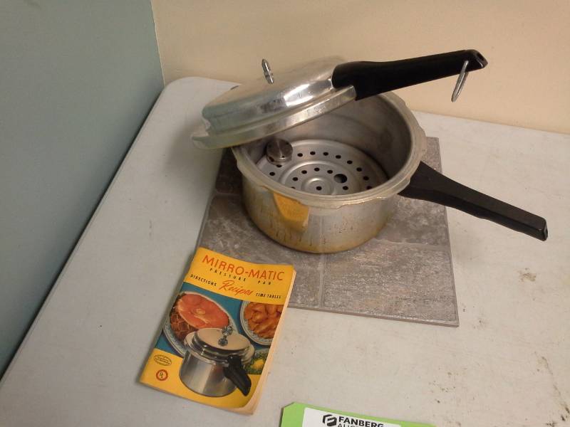 lot 49 image: Mirro Mirro-matic Pressure Pan, Recipe Directions Book