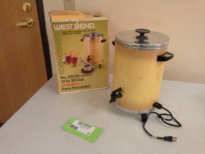 lot 64 image: West Bend Coffeemaker 30-Cup Harvest Insulated Party Percolator 33535