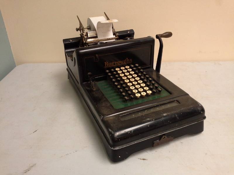 lot 122 image: Burroughs Vintage Paper Tape Adding Machine