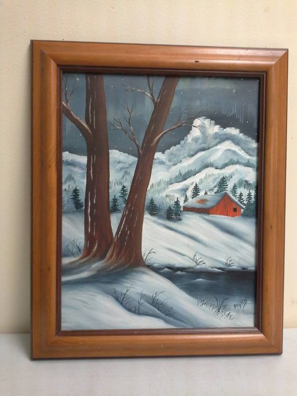 lot 175 image: Winter by Phyllis Signed Framed Canvas Art