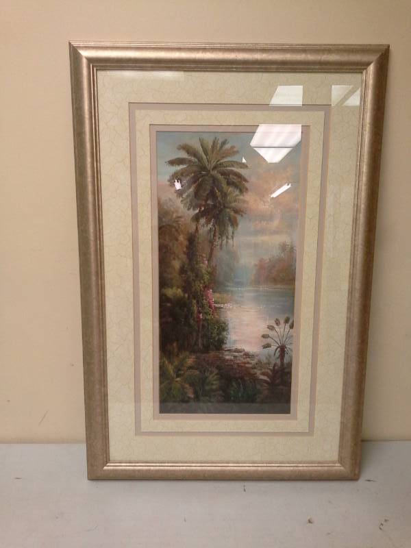 lot 183 image: Palm Tree Framed Matted Wall Art