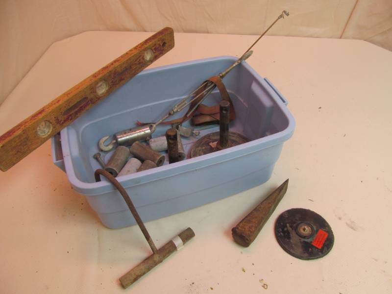 Wood level, bale hook, splitting wedge