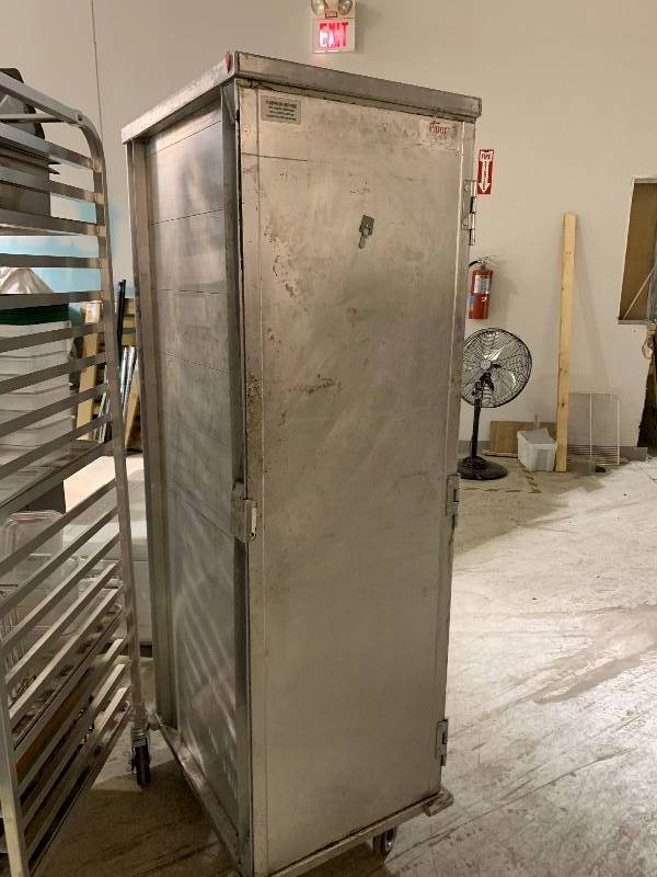 lot 46 image: Enclosed Stainless Steel Transport Box on Casters