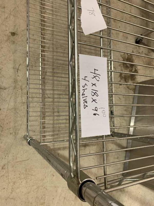 lot 85 image: 4 Tier Chrome Shelving48X18X96