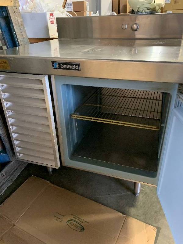 Delfield, worktop refrigerator, 115 volts, NSF, 36x32x34H w6 back splash.Runs Cools