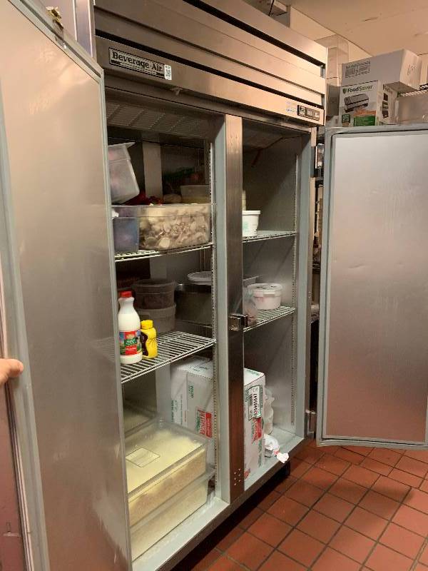 Beverage Air, Mod #ER48-IAS, two door commercial refrigerator, NSF, 115 volts, 9.4 amps, SN 5527632, caster mounted, 52x32x84H.Runs Cools