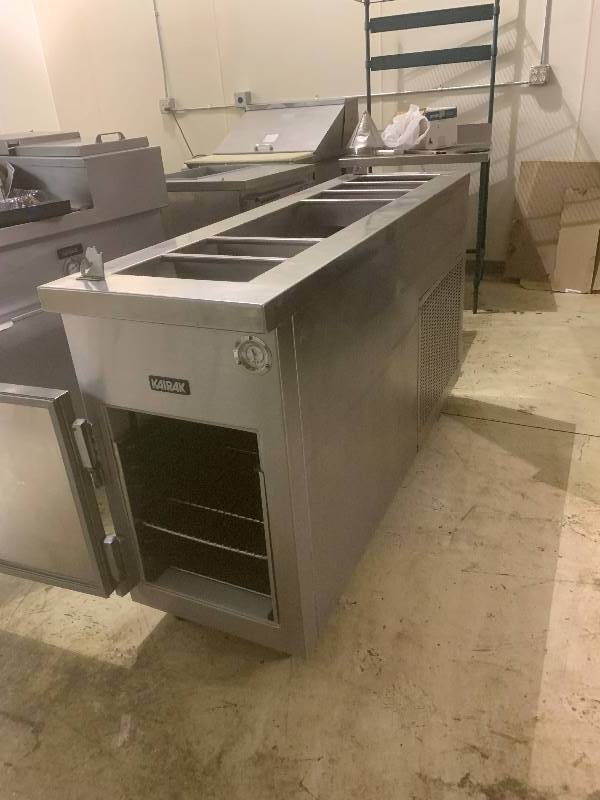 Kairak, Mod #KRP-19S, commercial refrigerated prep table, NSF-7, 115 volts, 8.41 amps, 16x42x45H.Runs Cools