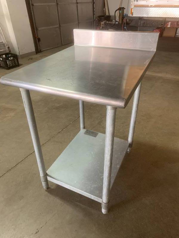 Stainless steel custom worktable, 24x36x37.5H, 56 overall height