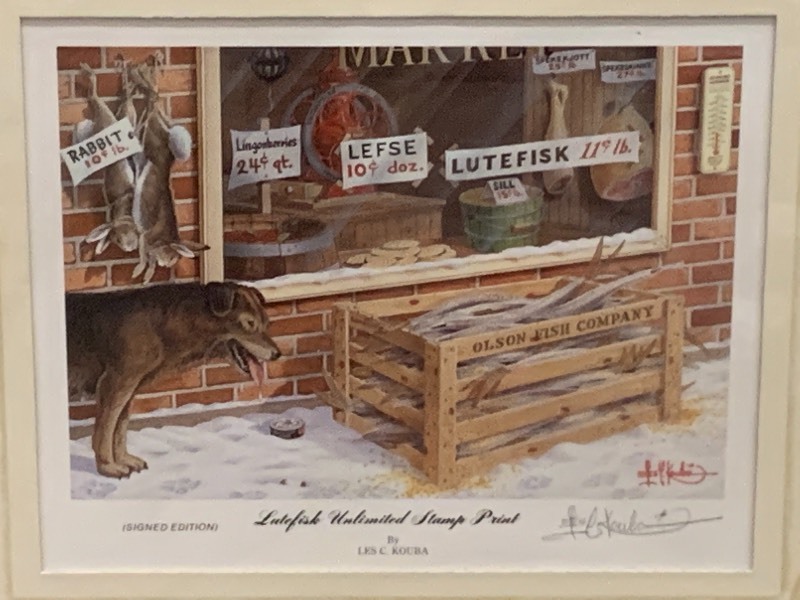 lot 29 image: Les Kouba Lutefisk Unlimited Stamp Print