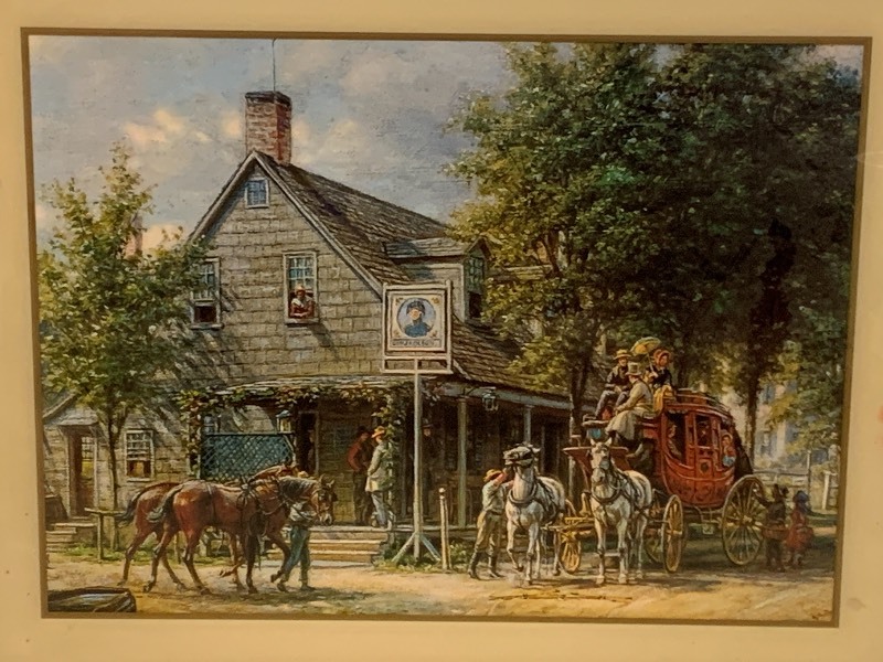 lot 36 image: Framed Western  Horse & Buggy Print