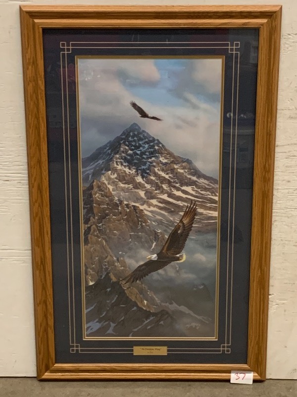 Rick Kelley /"On Freedoms Wing/" Eagle Mountain Art Print-Framed 14/" x 19/"