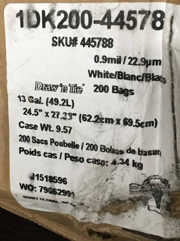 lot 129 image: Drawstring Kitchen Bags