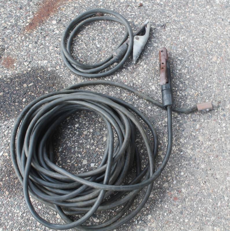 lot 24 image: 4 AWG  35 Ft Welding Cable With Stick Welding Clamp And Ground 4 Ft Ground Cable