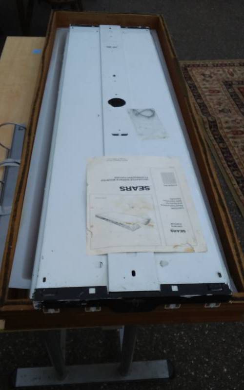 lot 35 image: Fluorescent Ceiling Light With Oak Frame 18x50