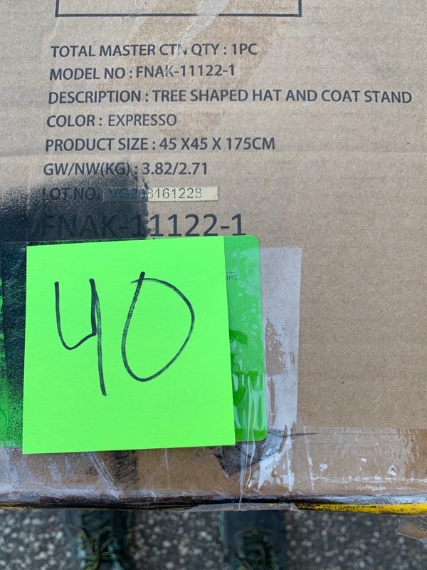 lot 40 image: Tree Shaped Hat and Coat Stand- unassembled in Expresso 45 x 45 x 175 CM