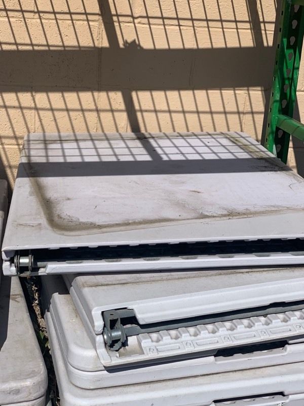 lot 49 image: Salvage Lot of 14- 74 Plastic Folding tables