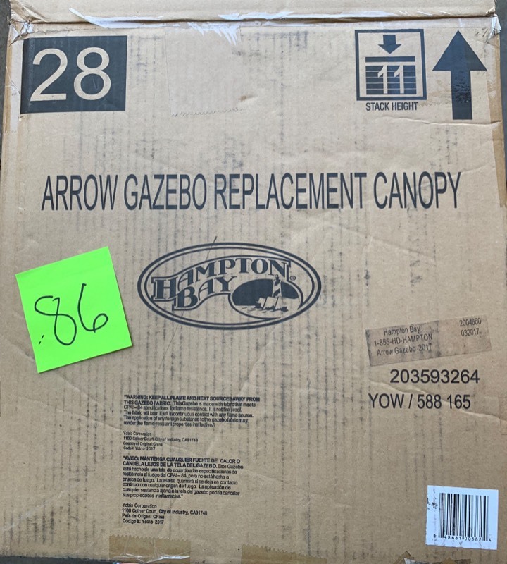 lot 86 image: Hampton Bay Arrow Gazebo Replacement Canopy 10 x 10- Tan