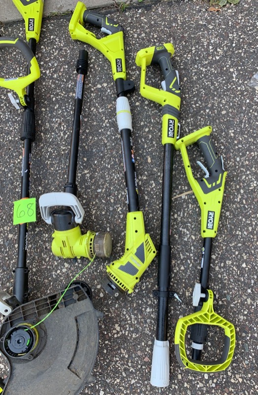 lot 68 image: Ryobi Lot of- 1 working Ryobi 18V Trimmer. w Battery and Charger Plus Salvage Parts