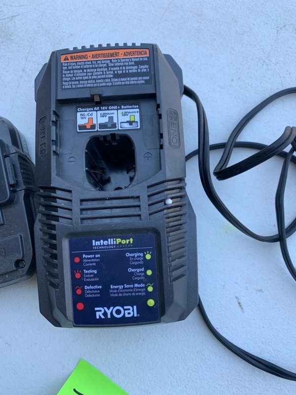 lot 71 image: Ryobi 18V Lithium Tool Battery w Charger