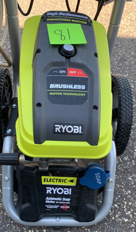 lot 81 image: Ryobi 2300 PSI Electric Pressure Washer Brushless Untrested Salvage