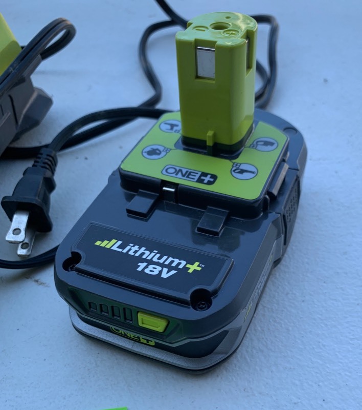 lot 87 image: Ryobi 18V Lithium Tool Battery w 30 minute Charger