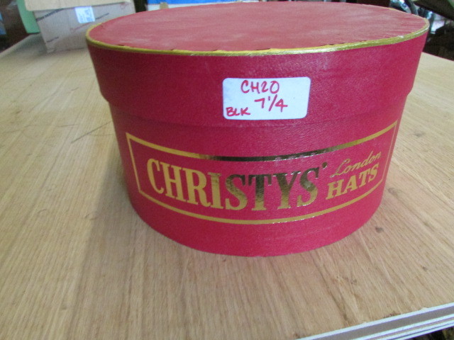 Christys of London black wool felt fashion bowler hat with hat box