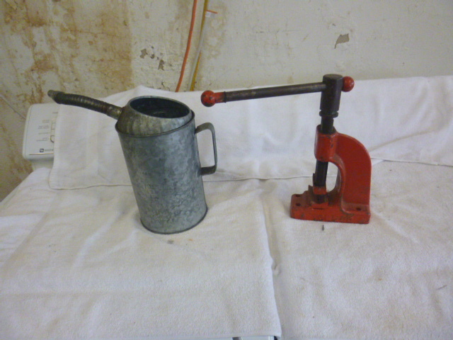 lot 110 image: Vintage Oil Can and Vise