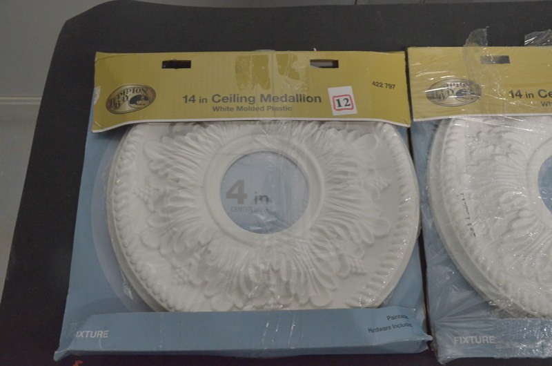 lot 12 image: 2 Hampton Bay 14 in. White Bellezza Ceiling Medallions & 1 Westinghouse 10 in. white medallion
