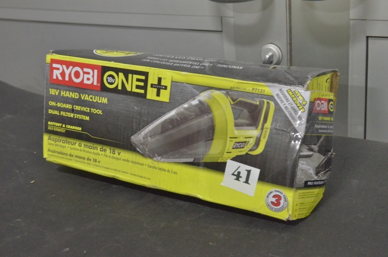 lot 41 image: RYOBI 18-Volt ONE Lithium-Ion Cordless Hand Vacuum (Tool-Only)