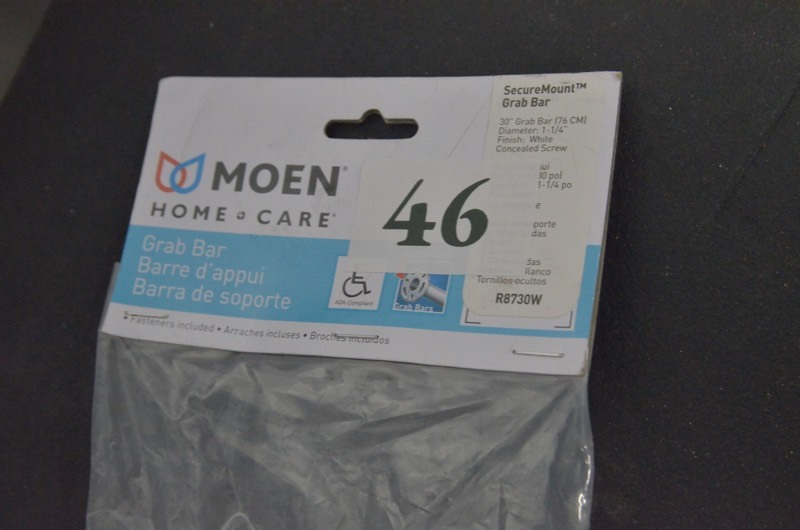 lot 46 image: Moen Home Care 30 in. x 1-14 in. Concealed Screw Grab Bar in White