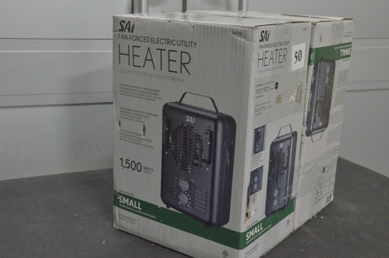lot 50 image: SAi 1,500-Walt Utility Milkhouse Fan-Forced Portable Heater with Thermostat- Lot of 2 Heaters
