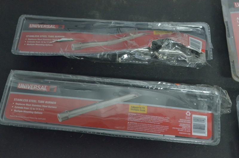 lot 66 image: Lot of 2 Large Adjustable Oblong Tube Burners and 2 Stainless Steel Tube Burner