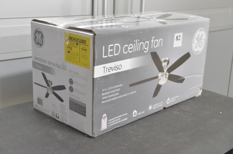 lot 82 image: GE Treviso 52 in. Brushed Nickel Indoor LED Ceiling Fan with Remote Control