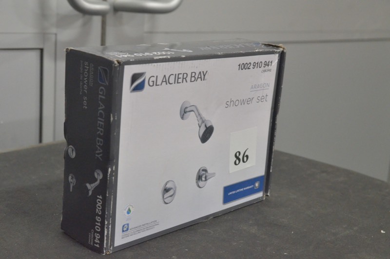 lot 86 image: Glacier Bay Aragon 2-Handle 1-Spray Shower Faucet in Chrome (Valve Included)